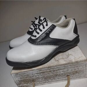 👍 Women's Golf Shoes Footjoy Size 8.5 Saddle Shoe Black White. A14
